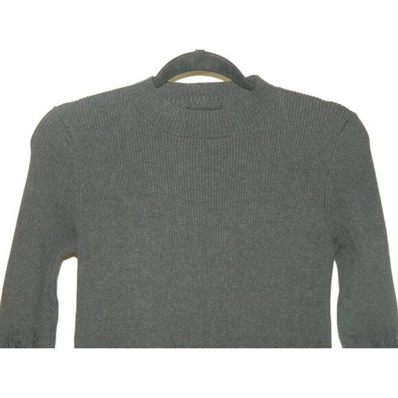 S. DEER/Concept Dress Sweater Gray Ribbed Distressed Dress Shark Bite Size Small - Picture 6 of 12